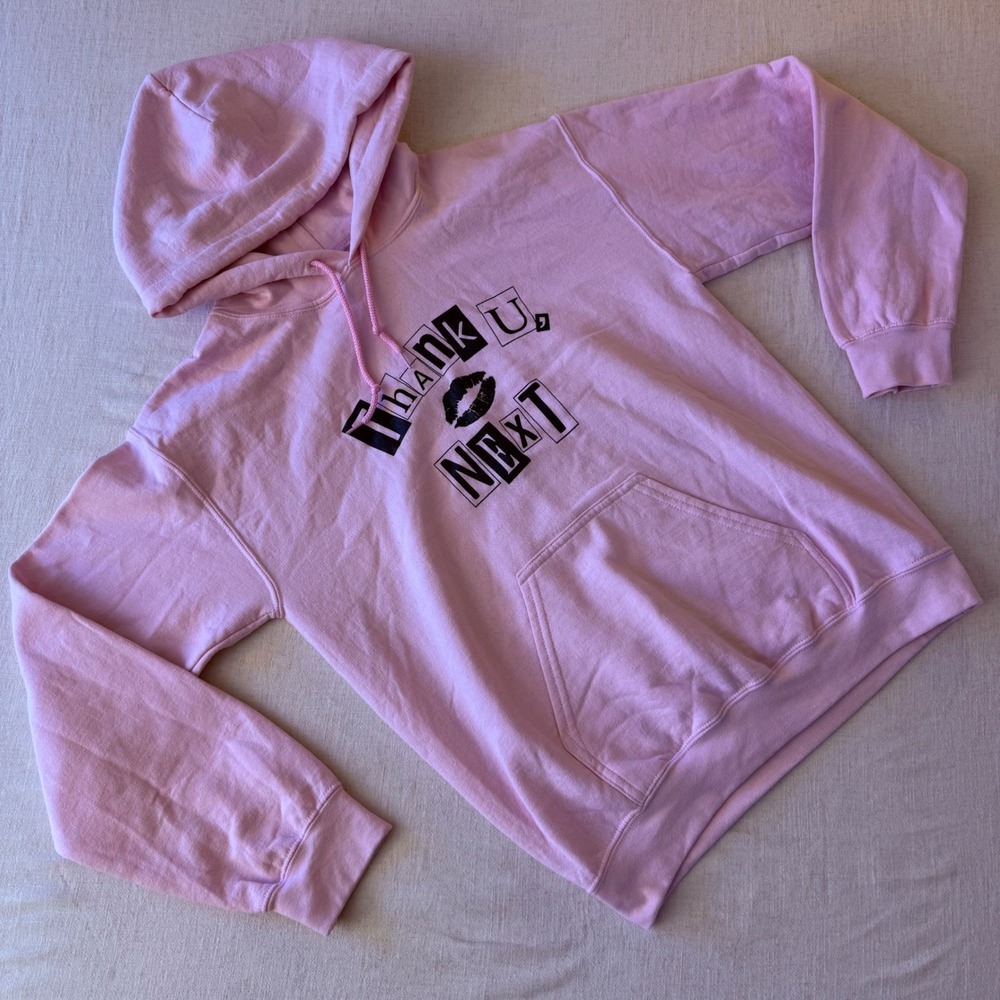 Gildan Ariana Grande Thank U Next Pink Graphic Hoodie Sweatshirt Small